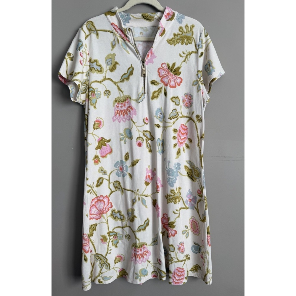 Spartina 449 Serena Pique Dress Queens Topiary White Floral XL